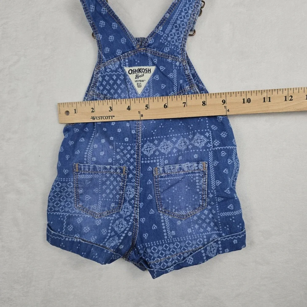 Oshkosh‎ B'gosh Blue Patchwork Farmer Baby Size 6 Month Overalls